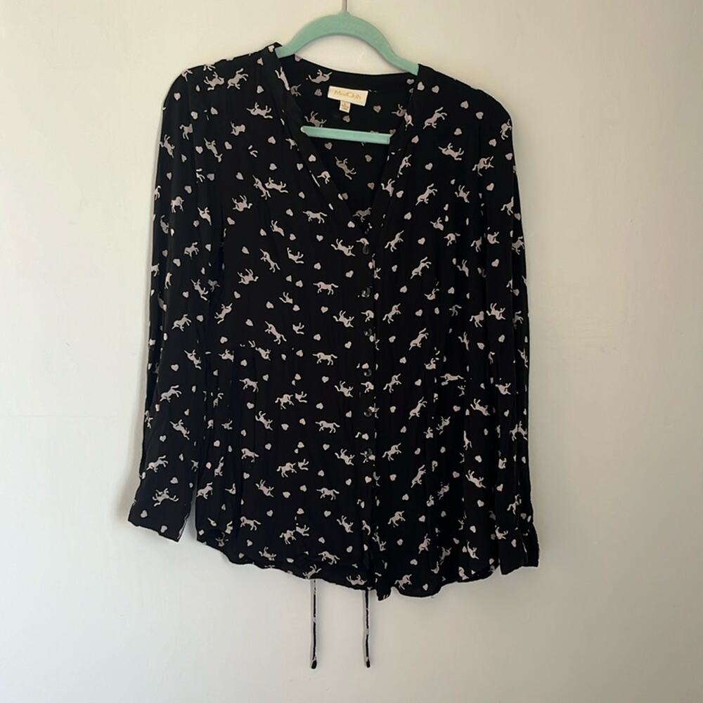 Modcloth unicorn print  button down shirt.  Size L - Picture 2 of 7